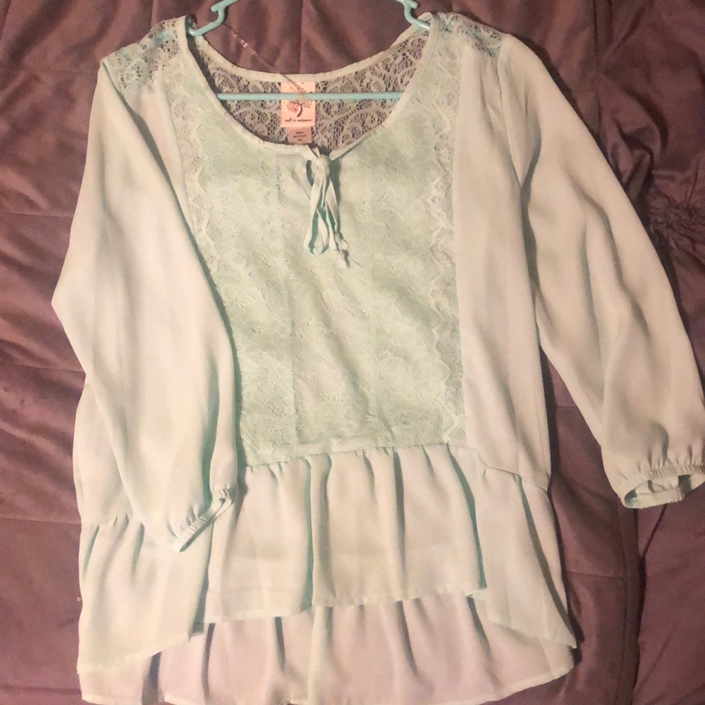 Teal blue mid sleeve shirt